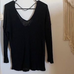 Black low-scoop back sweater